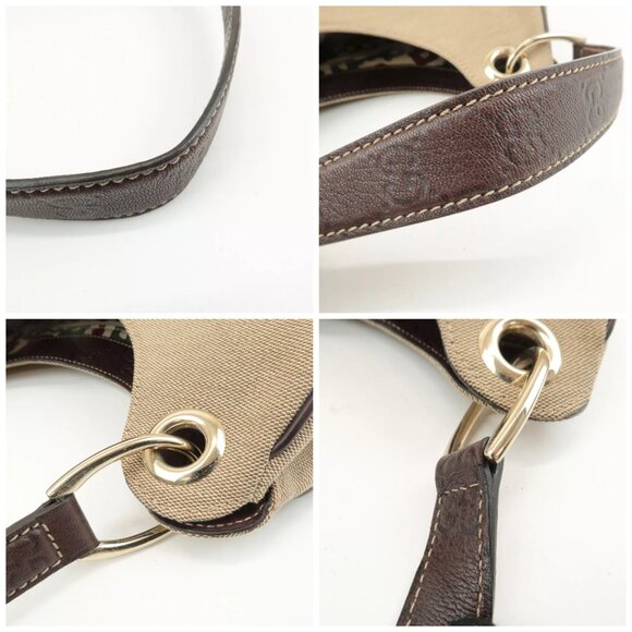 Authentic GUCCI Canvas Leather Shoulder Bag Beige Brown - Picture 14 of 16